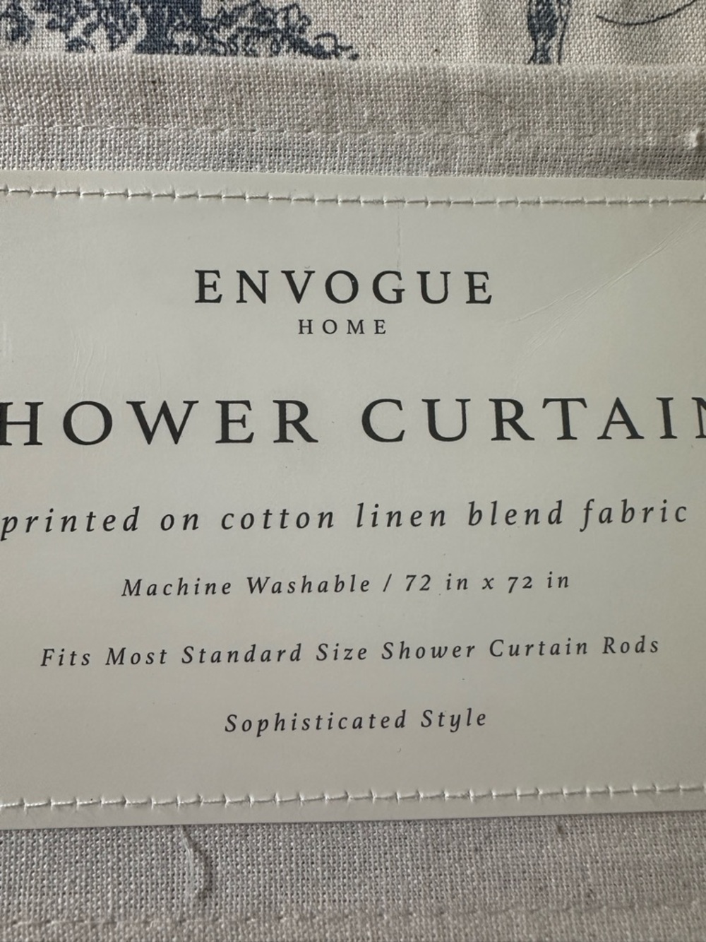 New Toile De Jouy Shower Curtain English Cottage Style Cotton Linen - Picture 3 of 7